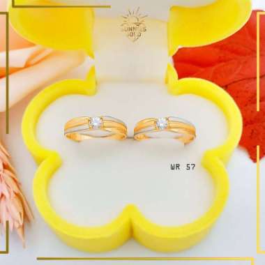 CINCIN COUPLE EMAS ASLI KADAR 375 CINCIN WANITA LAMARAN TUNANGAN CINCIN MATA SATU SIMPEL WR 57 14