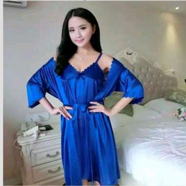 BAJU TIDUR KIMONO SET INNER OUTER MURAH SW023BE Biru