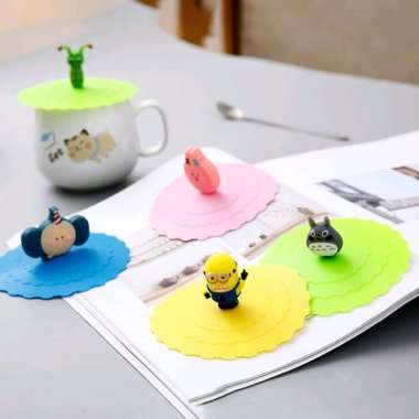 TUTUP GELAS SILICONE SILIKON KARAKTER CANTIK UNIK 050 multicolor