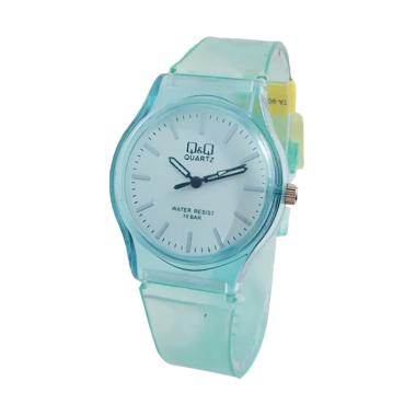 Jual Q&Q Tali Karet Bening Jam Tangan Wanita - Biru Langit