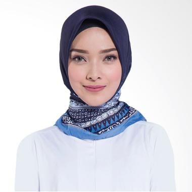 Jilbab Segi Empat Navy - Voal Motif