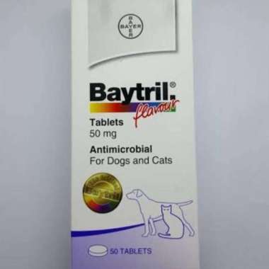 OEM BAYTRIL FLAVOUR TABLET 50 MG - ANTIBIOTIK ANJING KUCING 10 tablet