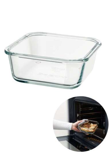 Wadah Kaca Untuk Oven Microwave Tempat Penyimpanan Makanan Wadah Makanan Kaca 600ml IK365 Glass Food
