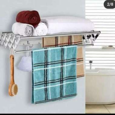 Rak handuk tarik stainless 70 cm / jemuran tarik