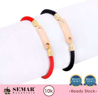 Gelang Tali Emas Plat Polos 10K Semar Nusantara Tali Hitam