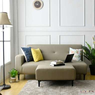 LIVIEN Sofa Ruang Tamu Minimalis - Sofa Bed L - Sofa Modern SET - Sofa Stool - Sofa Cloud Mocca Osca
