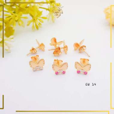 ANTING GIWANG EMAS ASLI GOLD KADAR 8K DAN KADAR 6K ANTING TUSUK ANTING GIWANG KUPU KUPU CANTIK GW 14