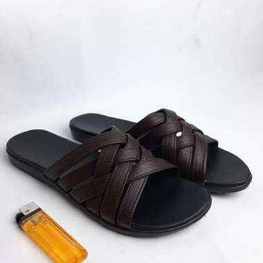 Sandal kulit wanita model anyam / sandal garut warna Coklat