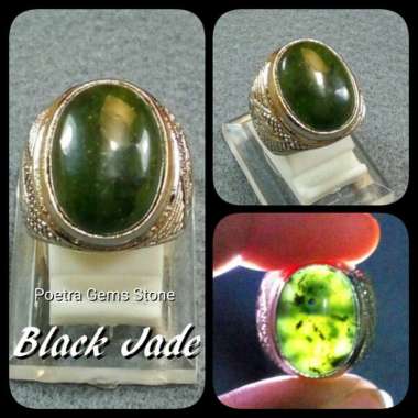 CINCIN BLACK JADE SIZE KANTORAN TEMBUS KRISTAL RING 10