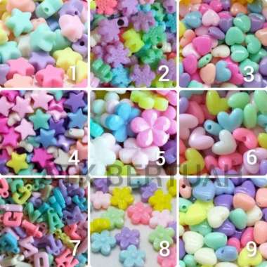 GROSIR 1 PON MOTE MUTE MANIK BINTANG LOVE BUNGA BULAT TABUNG Love - Nomor berapa?