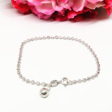 BCGT051 PERHIASAN GELANG BIJI LADA UKIR PERAK SILVER 925 LAPIS EMAS ASLI ORIGINAL Silver Gold Putih