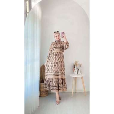 Zaskia Gamis Wanita Rayon Premium Dress Wanita Lengan Panjang Busui Fashion Muslim Kekinian LD 110 c
