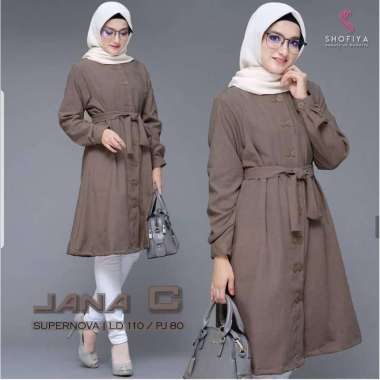 JANA TUNIK Tunic Muslimah Simple Top Termurah Atasan Kekinian Terbaru COKELAT