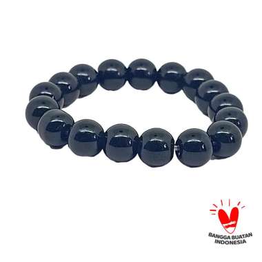 Gelang Batu Giok Cina Asli 10mm Natural - VeE Bracelet Batu Alam Terapi Kesehatan Hitam
