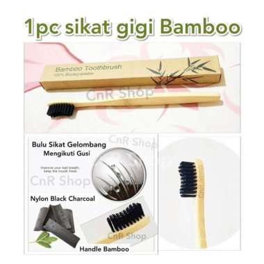 Sikat Gigi Bambu Arang Natural Charcoal Anti Bakteri Alami CUSTOM NAMA