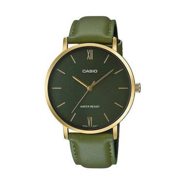 CASIO Tali Kulit Jam Tangan Pria [MTP-VT01GL] HIJAU