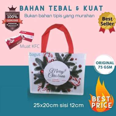 Tas NATAL MERRY CHRISTMAS TEBAL 75gsm Natal Putih BUNGA