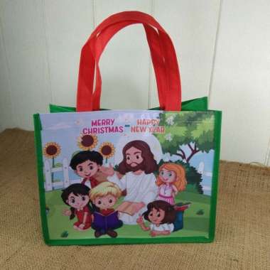 Tas NATAL MERRY CHRISTMAS TEBAL 75gsm Natal Hijau ANAK