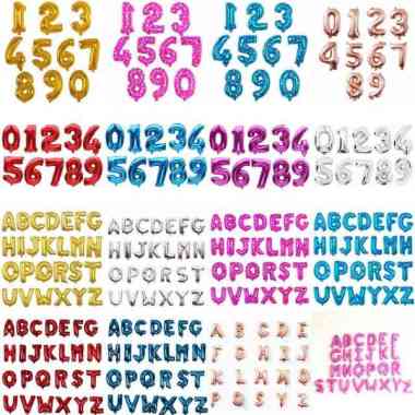Balon Foil Huruf Abjad Letter Angka Silver Gold Emas Perak SILVER - Angka