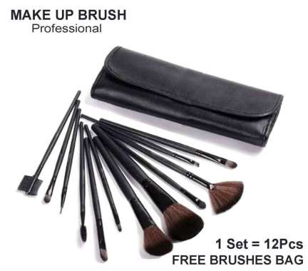 KUAS MAKE UP SET KOMPLIT SET ISI 12 PCS FREE BAG - KUAS KOSMETIK PROFESIONAL ISI 12PCS - MAKE UP BRU