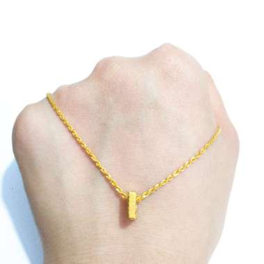 Set Kalung dan Liontin Inisial Huruf i Balok Koleksi Josean Emas Asli