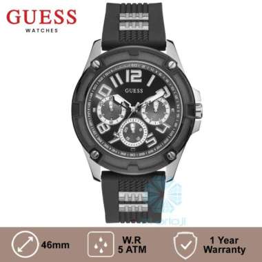 GUESS GW0051G1 Original DELTA Jam Tangan Pria Analog BLack Rubber BLack