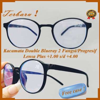 Kacamata Baca 2 Fungsi Double Blueray Plus (+) dari +1.00- +4.00 Kacamata Pria Wanita kacamata Plus 