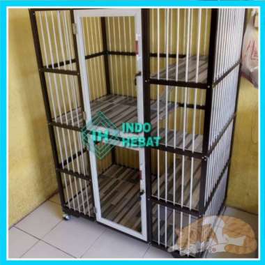 Kandang Kucing Pintu 2 List Putih - Kandang Kucing Tingkat Aluminium