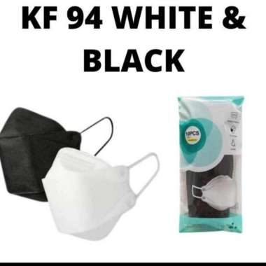 Masker Korea KF94 4ply Black White Model Evo - KF94 Putih