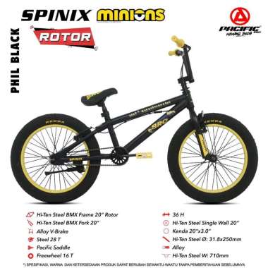 Sepeda BMX 20 Inch PACIFIC SPINIX MINIONS ROTOR New Steel Phil Black