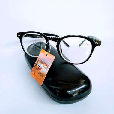Kacamata minus oval vintage / kacamata rabun jauh unisex pria dan wanita -4.00 Hitam