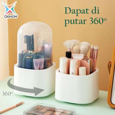 Oxihom Rak Putar Tempat Make Up Tempat Sendok Tutup Tempat Stationery Tempat Alat Dapur S2038 Pink