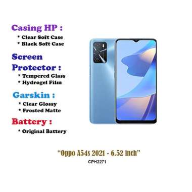Oppo A54s 2021 - 6.52 inch - Case - Screen Protector - Battery - Dll Black Soft Case