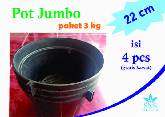 Pot Gantung Jumbo Paket 3 kg isi 4 pcs 22 cm Bunga Anggrek Cattleya Dendrobium Bulat Plastik Hitam K
