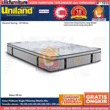 Kasur / Matras Platinum Single Pillowtop Uniland Springbed - Abu 160 x 200