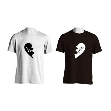 T shirt Kaos Love Heart Couple Pasangan Sarimbit Baju Sablon Distro