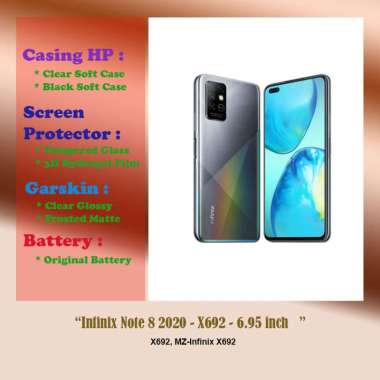 Infinix Note 8 2020 - X692 - 6.95 inch - Case - Screen Protector - Battery - Dll Hydrogel