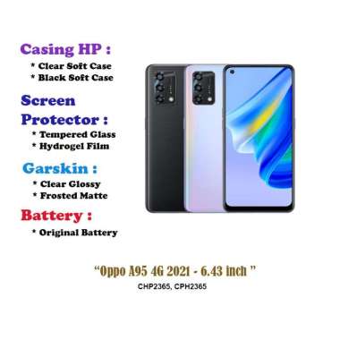 Oppo A95 4G 2021 - 6.43 inch - Case - Screen Protector - Battery - Dll Garskin Clear