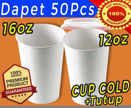 PAPER CUP COLD CUP 16 OZ POLOS ( ISI 50 SET ) TERMURAH