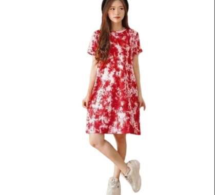Fashion Korea Wanita Murah Dress Ciria Tie Dye Merah