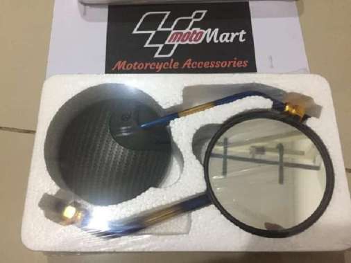 Spion Carbon Bulat Yamaha Fino monel gold Tangkai bakarara pelangi