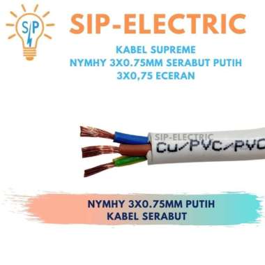 KABEL SUPREME NYMHY 3X0.75MM SERABUT PUTIH 3X0,75 ECERAN