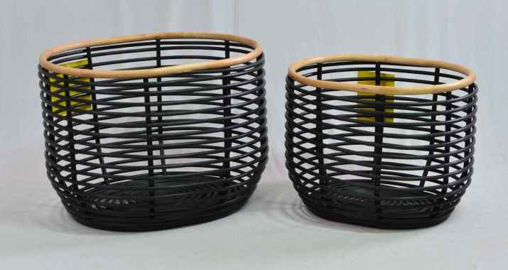 Oval Basket Rattan Nine Square / Keranjang Rotan Oval R 7849 Set of 2