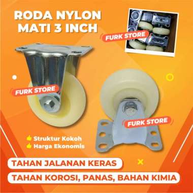 Roda Nilon Mati 3", Roda Trolley Trolli Troli 3 Inch, Roda Rigid Nylon Caster, Nylon Wheel