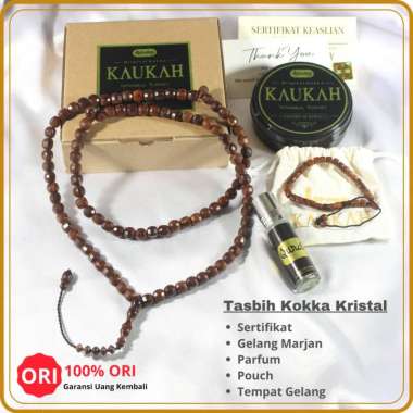 Tasbih Kaukah Cutting Kristal Asli 99 Butir Besar Original Kokka Premium Quality Free Parfum Dan Gel