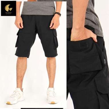 Okechuku CHARLES Celana Pendek Pria Katun Celana Santai Pria Shortpant 34 Hitam