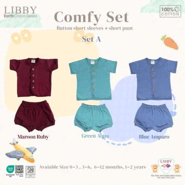 LIBBY EARTH SERIES Comfy Set - Set Baju Pendek & Celana Pendek 1-2 TAHUN GREEN AQUA