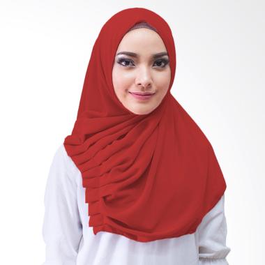 Jilbab Instan Warna  Merah  Marun Voal Motif