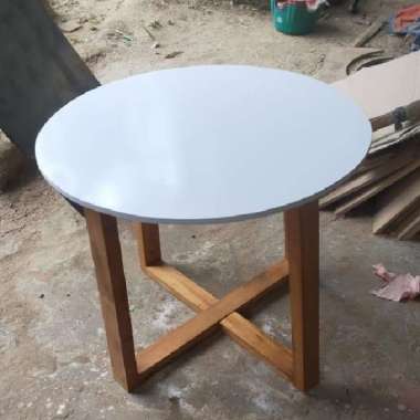 Promo Meja Cafe Jumbo Set Minimalis Bulat Aesthetic (1 meja + 4 kursi