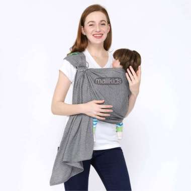 Malilkids Gendongan Bayi Ring Sling Kaos Gasing Stripe Pearly